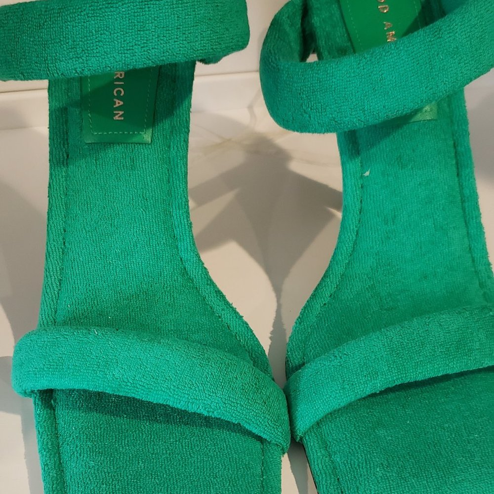 NWT:  Good American Terry Slip-On High Heels-Green, Size 10 - Picture 2 of 8